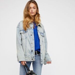 Free People Light Wash Denim Jean Jacket